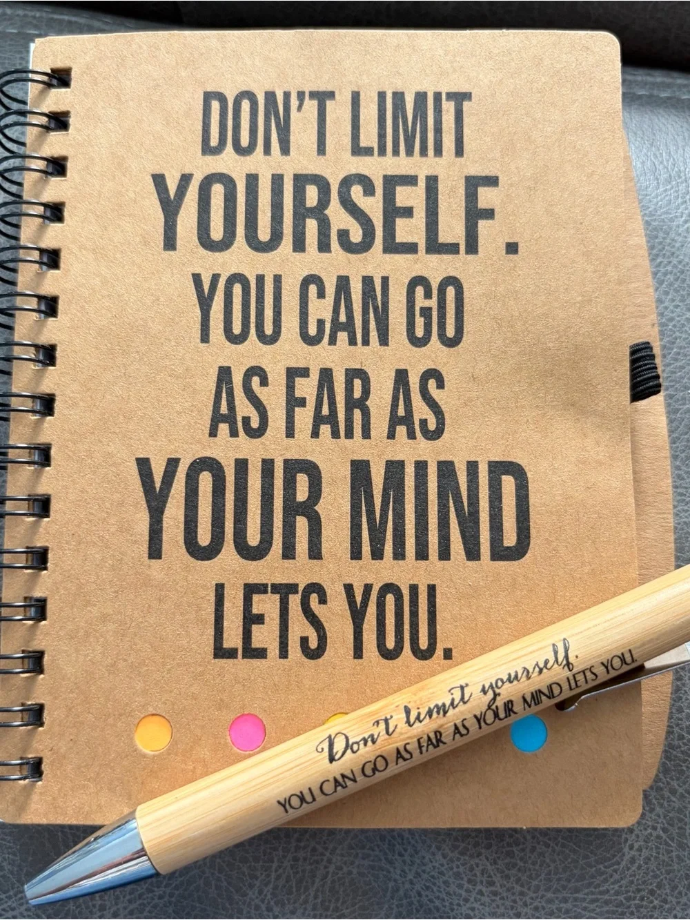 Inspirational Notebook & Matching Pen, includes sticky notes - pick one